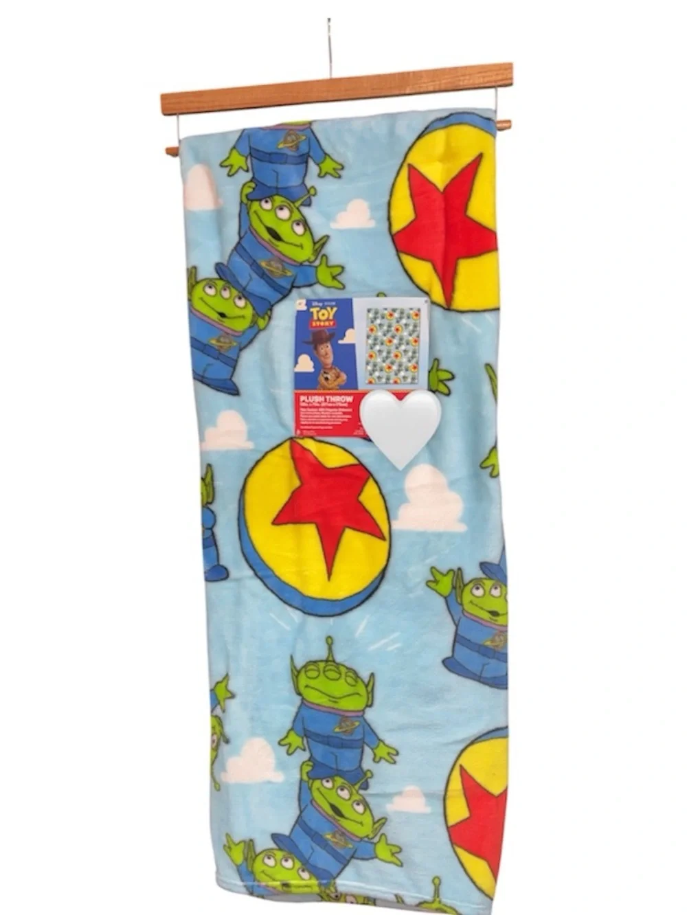 Disney Toy Story Blue Alien Plush Throw Blanket with Yellow & Red Star Balls